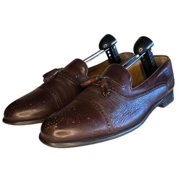 Mens Mezlan Havana Tassel Loafers Leather Size 11 Brown Slip On - Picture 1 of 8